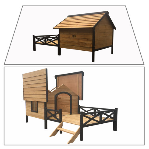 Tucker Murphy Pet™ Vintage Farmhouse Style Wooden Dog House With An